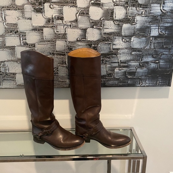 Frye Harness Brown Leather Boots Women Size US 7 - Picture 1 of 6